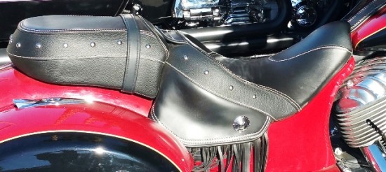 A close up of the back of a motorcycle