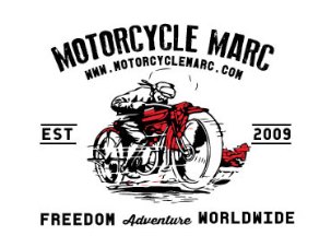 A motorcycle is shown with the words " motorcycle marc " on it.
